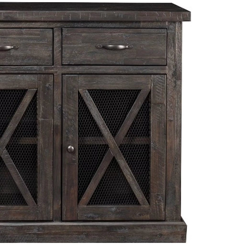 Brown Wooden Sideboard with 3 Drawers and Doors S394609