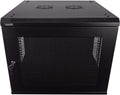 9U Wallmount Cabinet Enclosure 19-Inch Server Network Rack with Locking Perforated Door Black Y74176