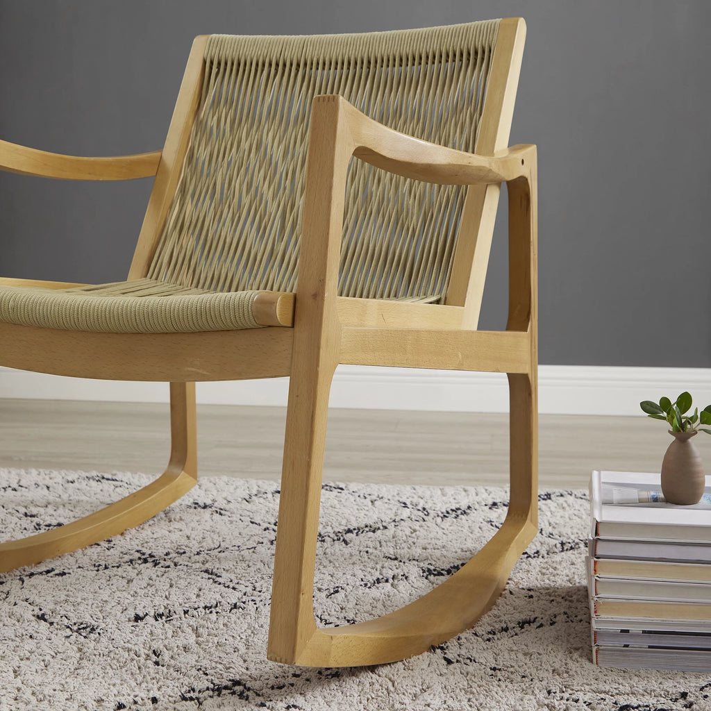 Natural Woven Rope Beechwood Rocking Chair N25235
