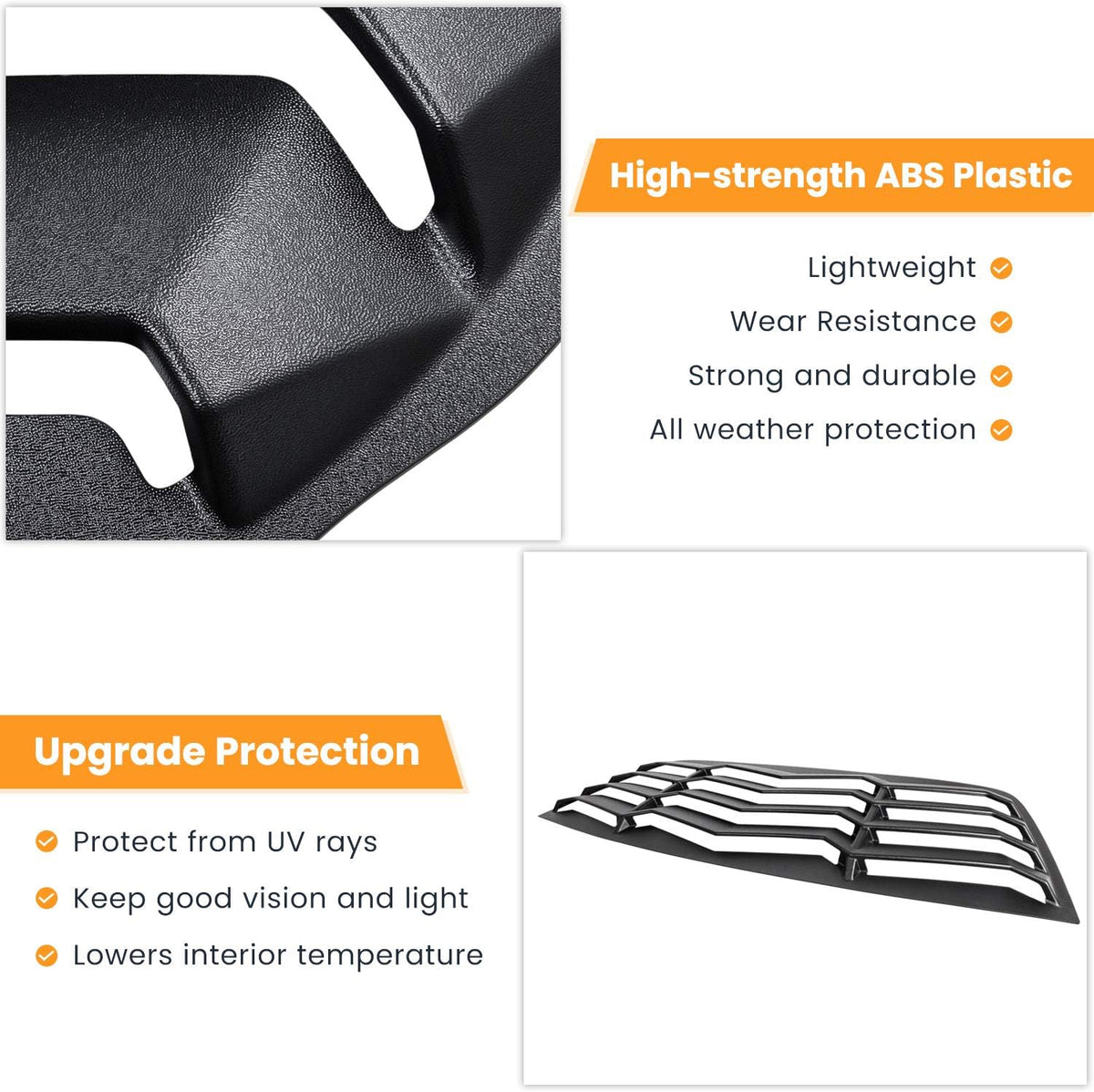 Rear Window Louver Windshield Sun Shade Cover for Dodge Challenger Custom Fit ABS Matte Black U276039