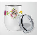 Pink Flowers Stainless Steel Stemless Wine Glass R122
