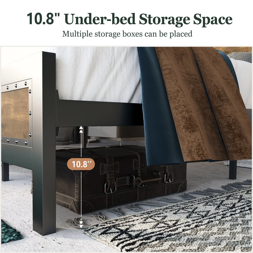 Full Size Heavy Duty Metal Bed Frame with Steel Slats Support R2523