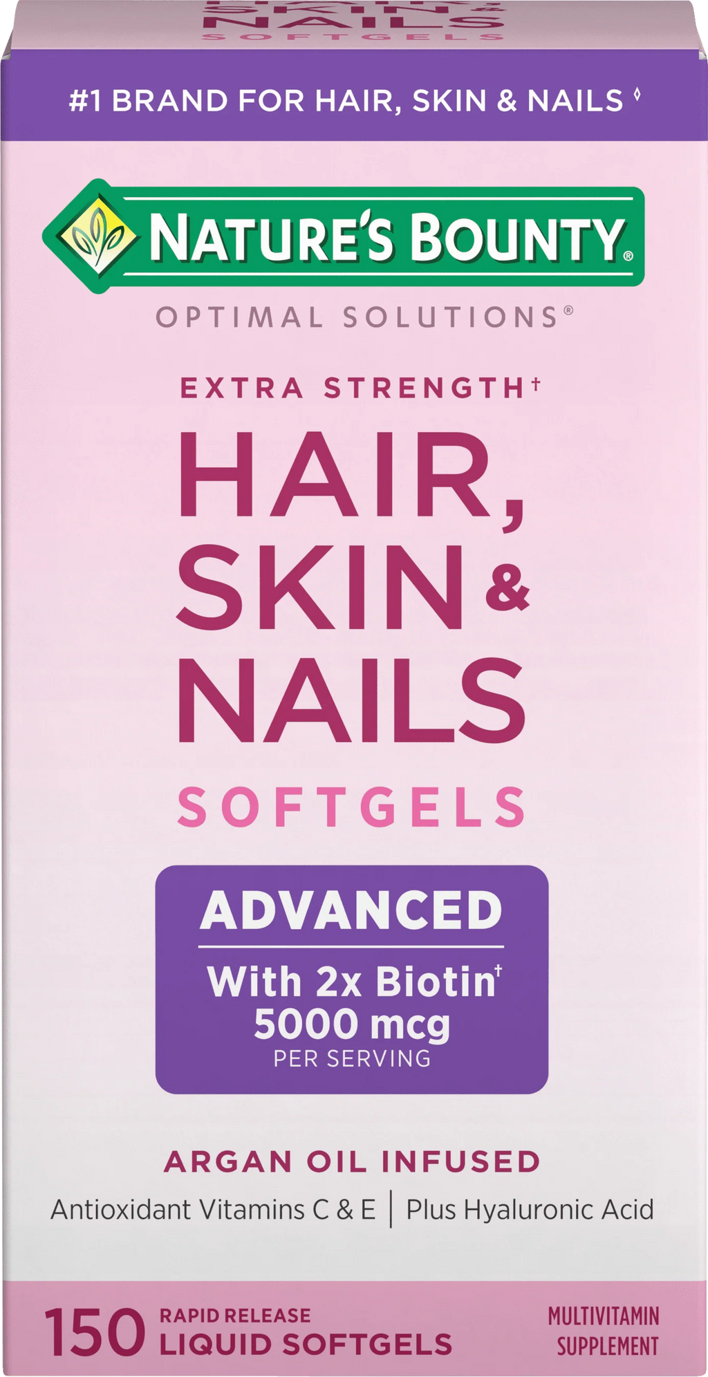 Hair, Skin and Nail Biotin & Vitamins A, C, & E Softgels, 150 Count H8043