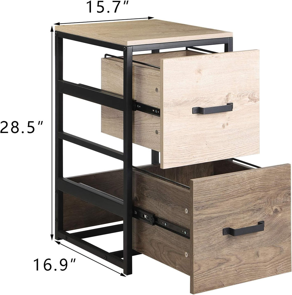 Wood File Cabinet with 2 Drawers, Brown L6926