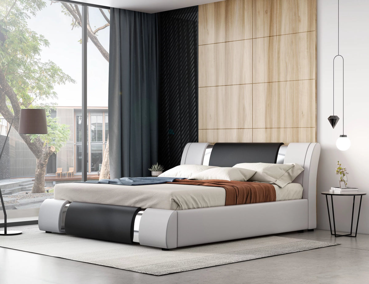 King Size Bed Frame with Adjustable Headboard O330485