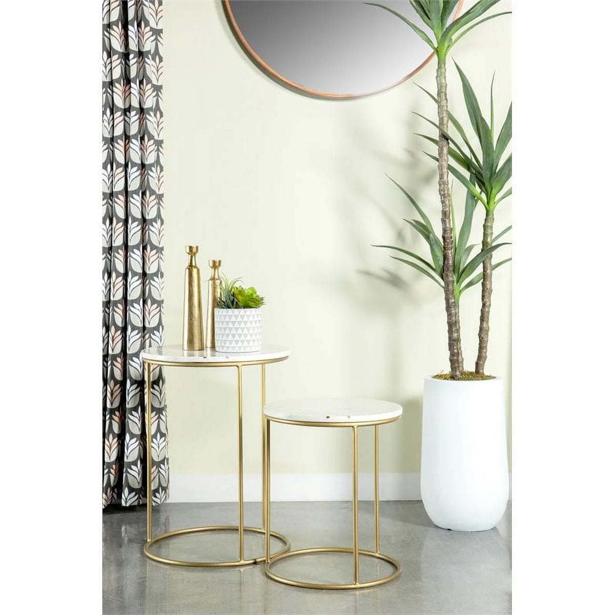 2 Piece Round Marble Top Nesting Tables D44860