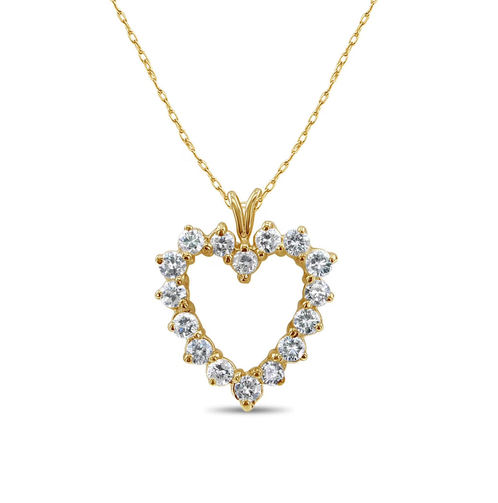 14k Yellow Gold Heart Shaped Diamond Necklace X555