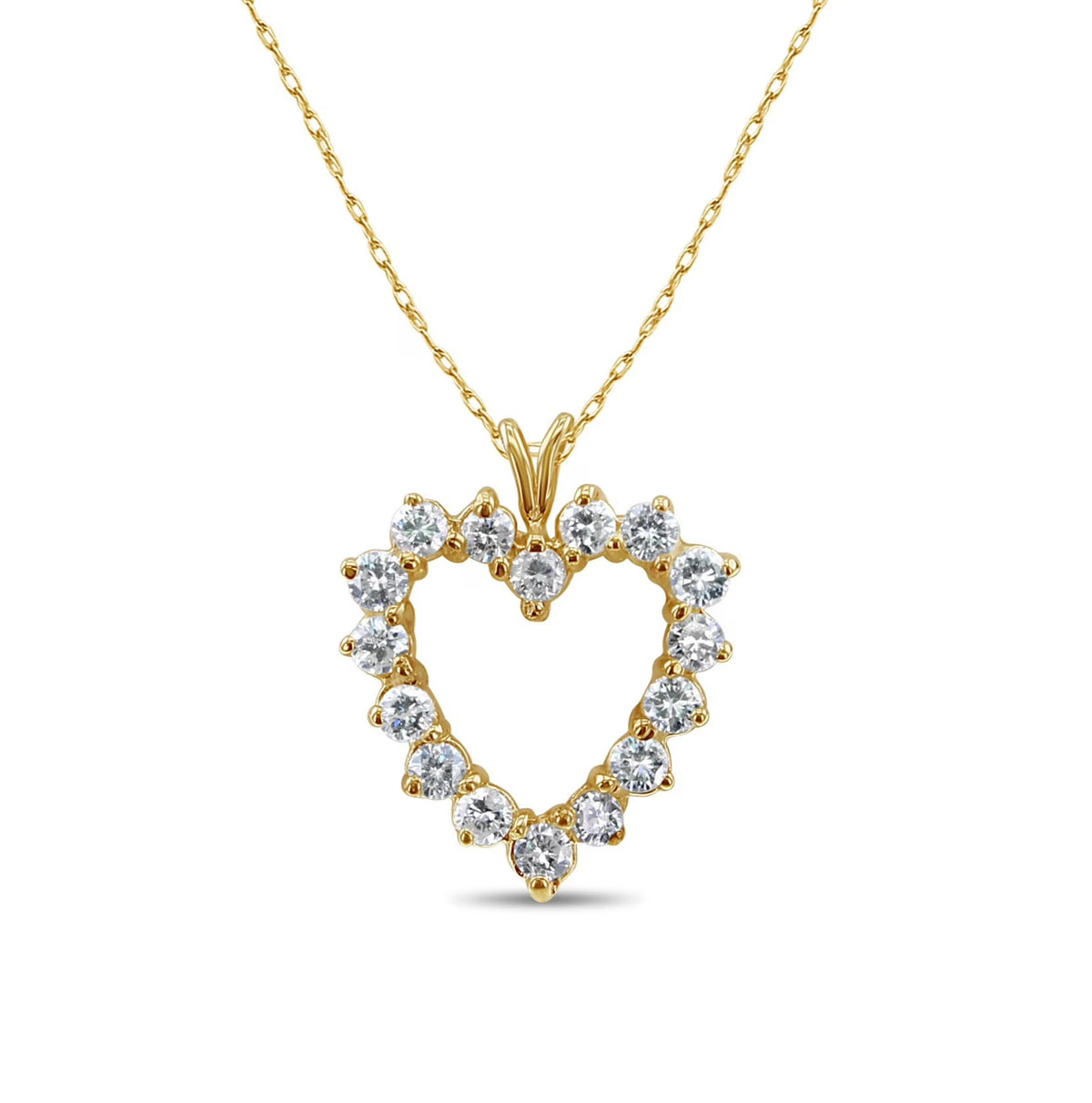 14k Yellow Gold Heart Shaped Diamond Necklace X555
