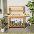 Wooden Potting Bench Table with Storage Shelf W934