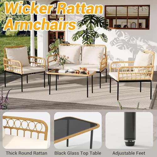 3 Piece All-Weather Wicker Patio Bistro Set with Cushions A31859