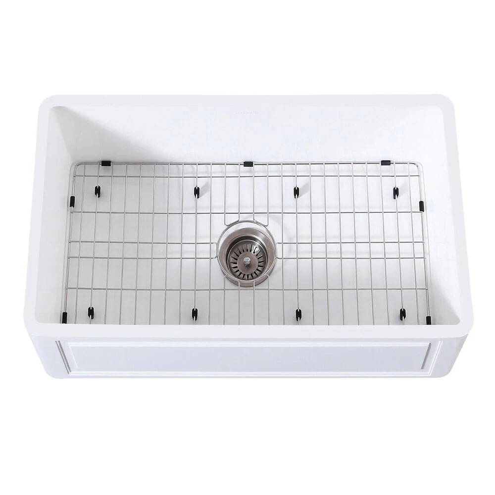30 In. Farmhouse Kitchen Sink with Strainer and Grid D28036